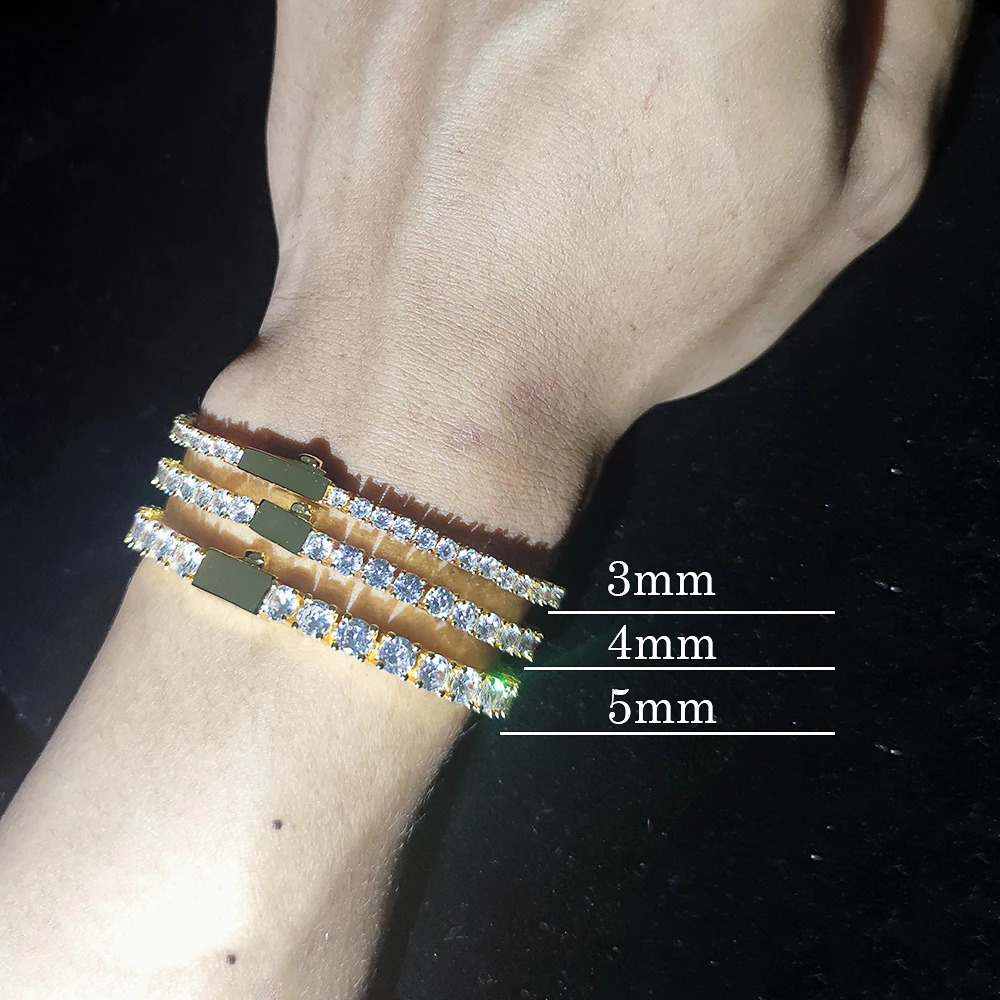 Hip hop tennis chain necklace suitable for men women ice point glitter CZ stone fashionable jewelry 3MM 4MM 5MM thin chain spring buckle 241223