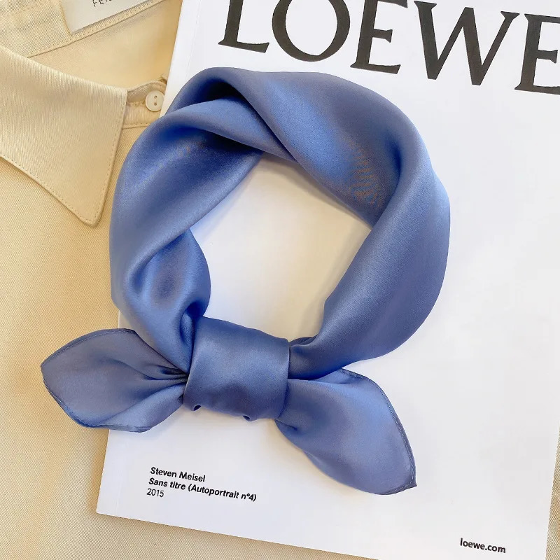 Solid Color faux Nature Silk Square Scarfs for Women Neck Ties Foulard Neckerchief Hairband Hands Bag Ribbons Headband Gift 241225
