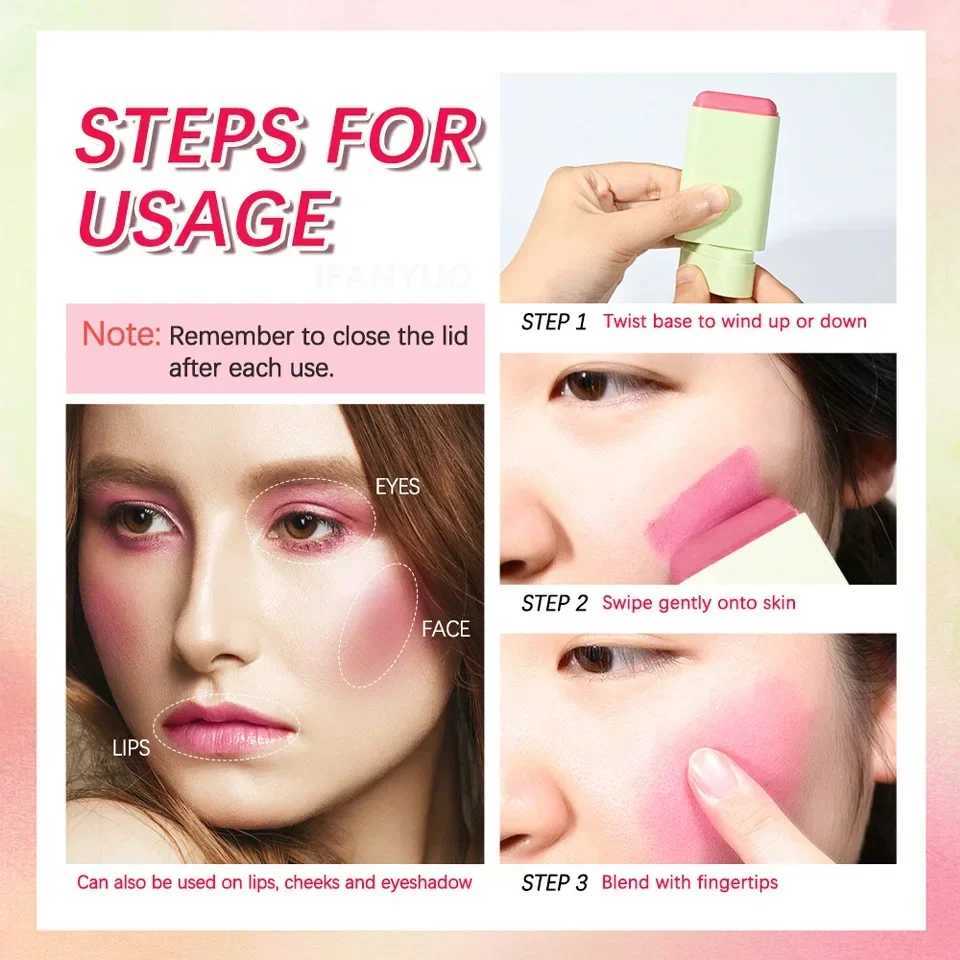 Rotating Cream B Stick Matte Silky Waterproof Face Ber Natural Eyes Cheek Lips Makeup Tinted Moisturer Rouge Multi StickXJ241225