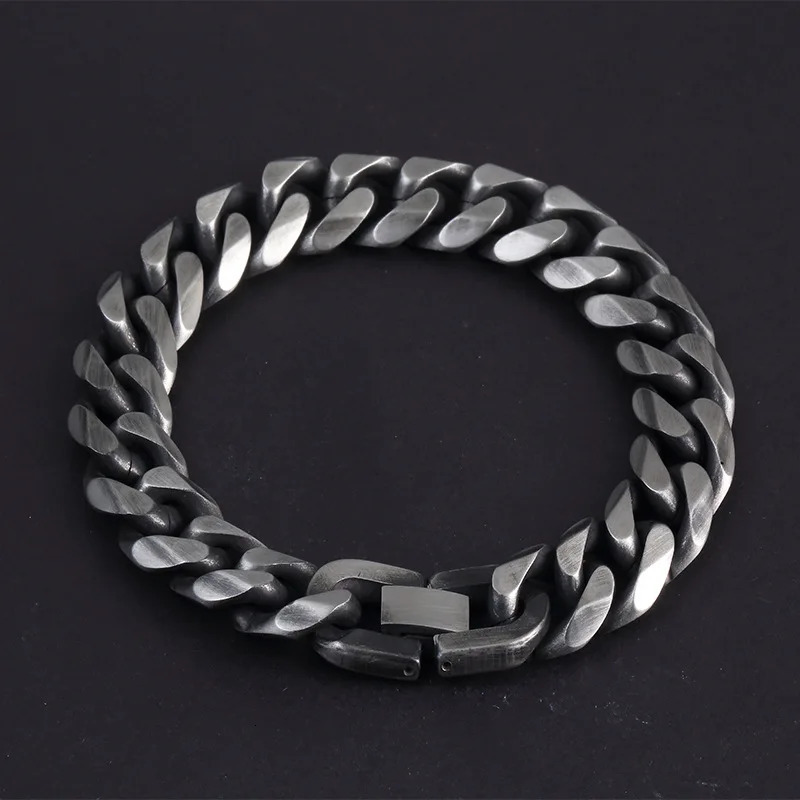 Steel Retro Simple Cuban Bracelet Hipster mens Hip Hop Bracelet Atmospheric Personality Jewelry 241225