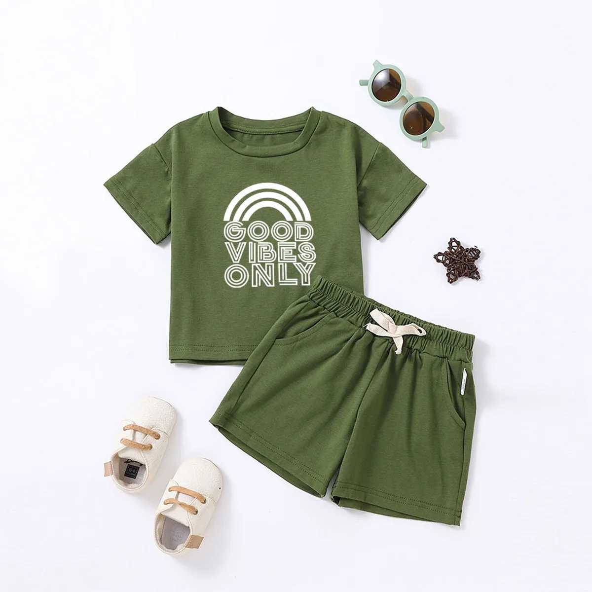 Clothing Sets Summer Children Boys Girls Clothes Suits 0-6Y Childrens Alphabet Printed Set Cotton Short Sleeve Shorts Set Kids ClothesY241225TQ9S