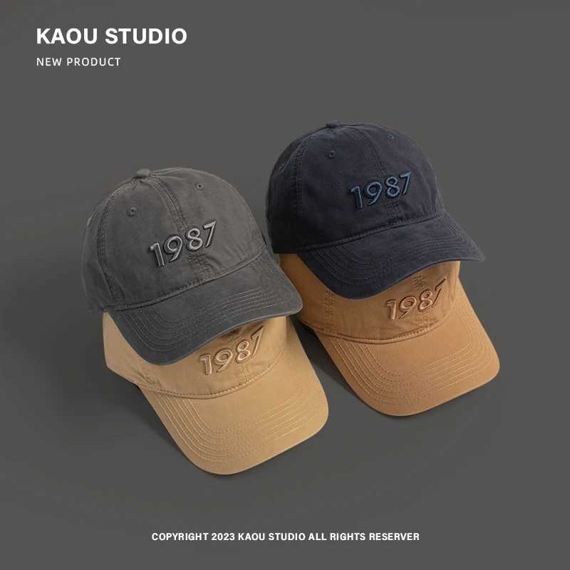 1987 Mens Basketball Hat High Quality Deep Curve Brim Peaked Hat Womens Spring and Autumn All Around Competition W241225