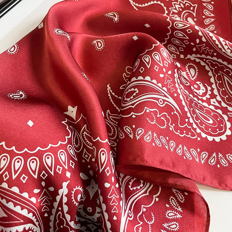 Women faux Mulberry Real Silk Scarf 53cm Hijab Kerchief Spring Autumn Neckerchief Stripped Handbag Decorate 241225