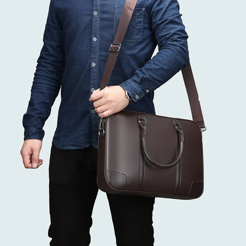 Fashion Leather Business Mens Briefcase Male Shoulder Bag Men Messenger Handbag Laptop Computer Bag 241225