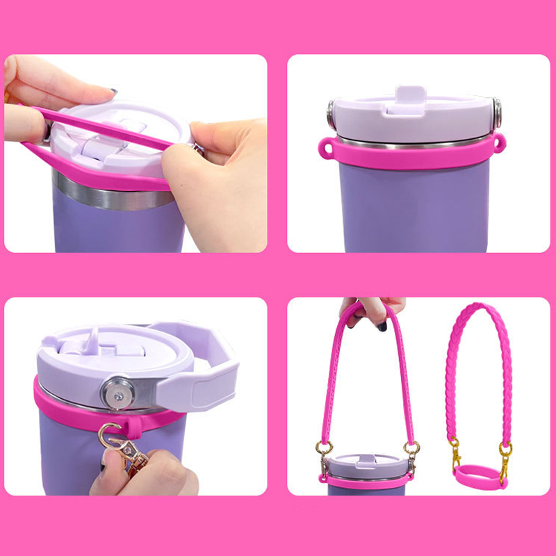 Silicone Water Cup Hanging Rope Loop Water Bottle Sling Water Cup Handle Silicone Ring Strap Outdoor Sports Portable Insulated Cup Holder YLE515