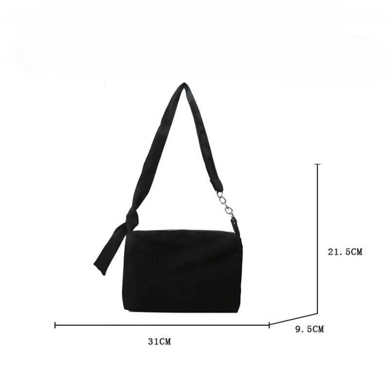 Black Crossbody for Women Girls Handbag Shopper Casual Solid Simple Chain Knotted Straps Messenger Shoulder Totes BagsXJ241225