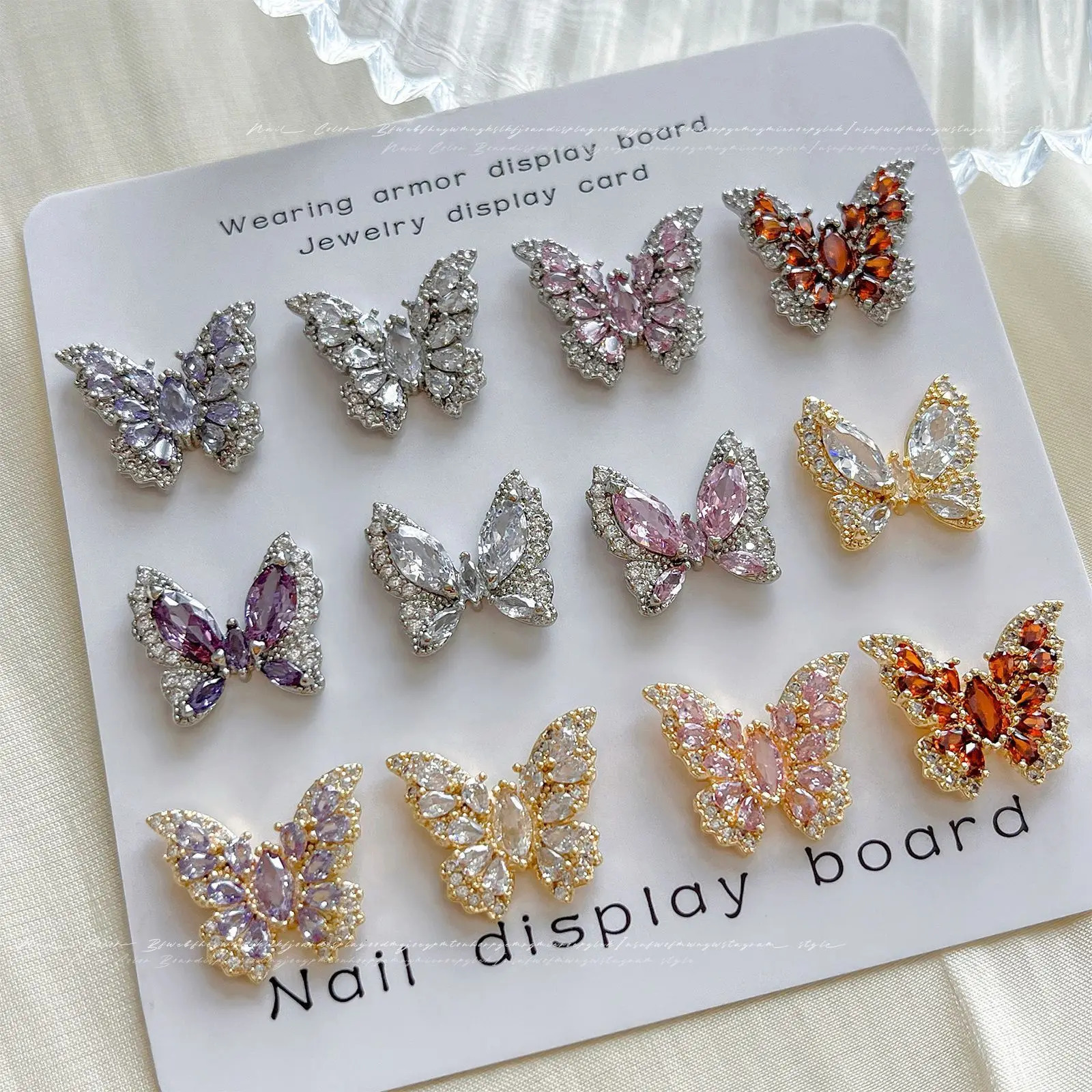 10pcs/lot Big Butterfly Nail Charms Jewelry Nail Parts Gems Stones Crystal Rhinestones Nail Art Decoration Accessories 241225