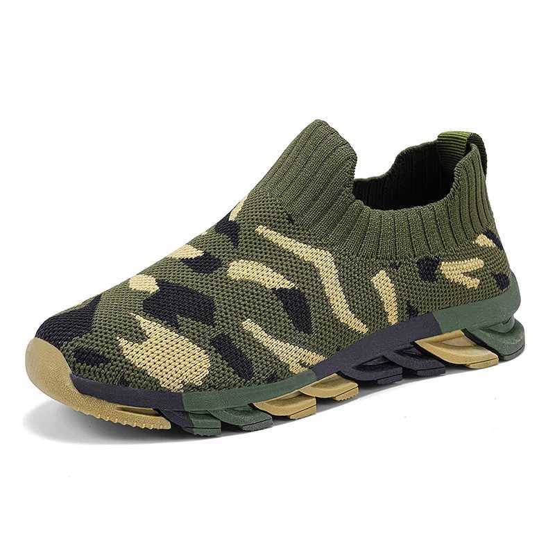 Athletic Outdoor Camouflage Green Sneakers for Boys Kids Shoe 4 To 12 Years Trendy Slip on Children Running Casual Sports Boy Shoes H241223