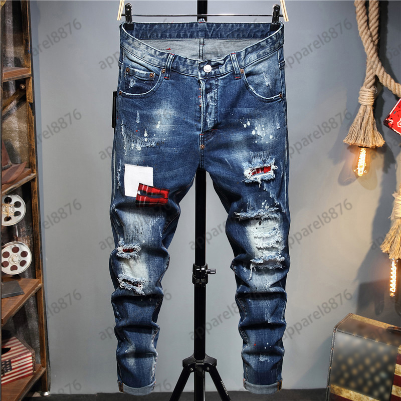 Designer jeans Men's Jeans High Quality Ripped Embroidered black pencil pants hole cotton print hip hop streetwear pants casual streetwear casual designers joggers