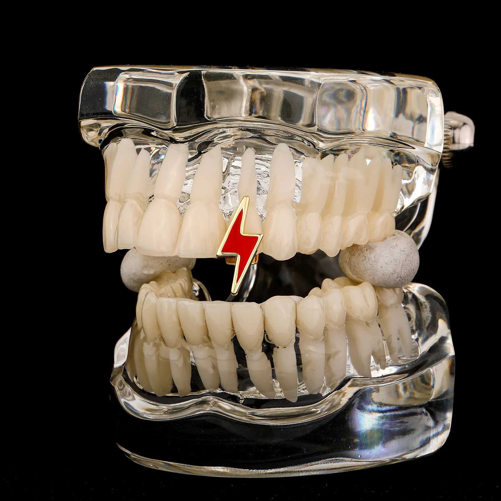 Christmas accories red lightning braces new single tooth hip-hop tren male personalized denture decorationXJ241225