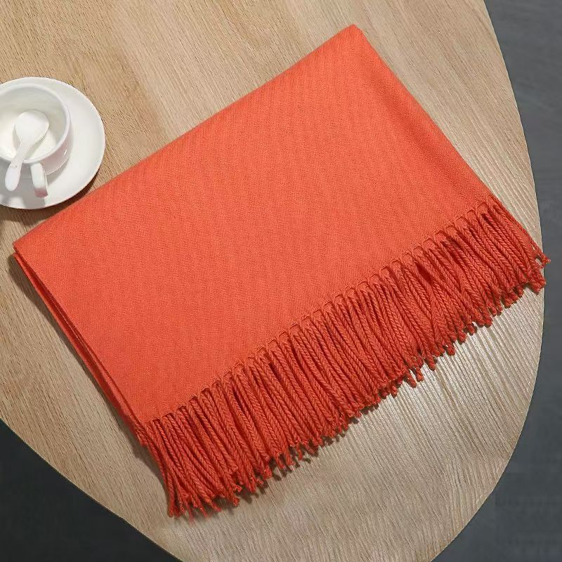 T033 scarf women's Korean version all-match dual-use double-sided solid color shawl long thick warm neck scarf autumn