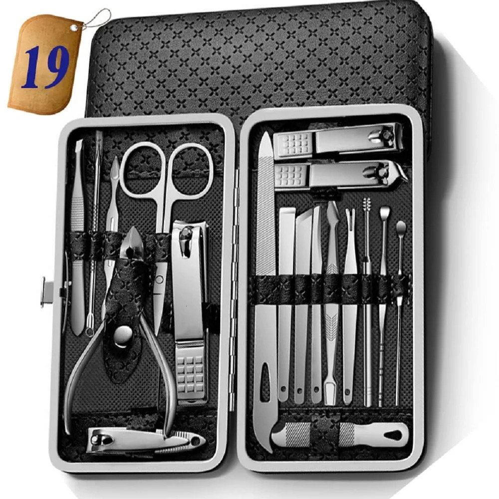 19 Pcs Nail Clippers Set Storage Box Multifunctional Nail Clippers Set Travel Nail Tools Kit Personal Care Wreath Letter Pattern 241225
