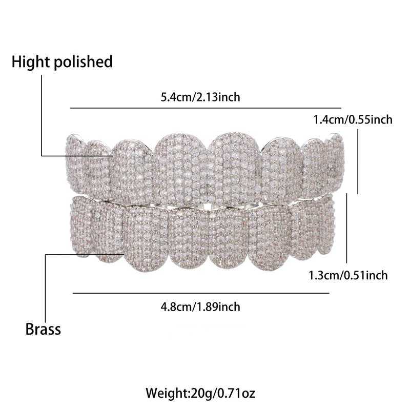 Full CZ Stones Teeth Grillz Cs Cubic Zircon d Out Micro Pave Top Bottom Charm Grills For Men Women JewelryXJ241225
