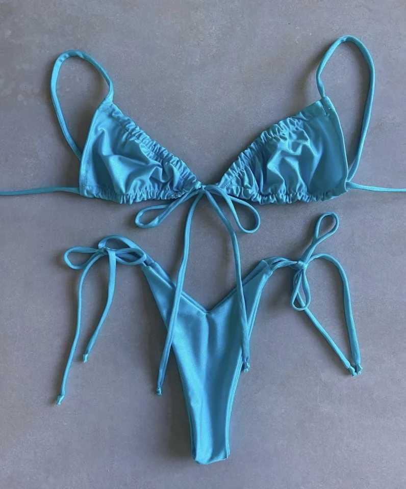 2020 Womens Swimsuit Ring Bikini Double sided Solid Color Swimsuit Sexy Bikini Pool Party Basic NewW241225