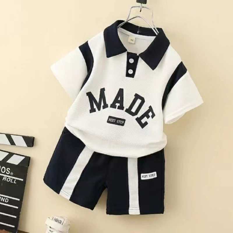 Clothing Sets Summer Baby Girls Clothes Set Children Lapel T-shirts and Shorts 2 Pieces Suits Kid Printed Letter Top Bottom Outfits TracksuitsY241225Z