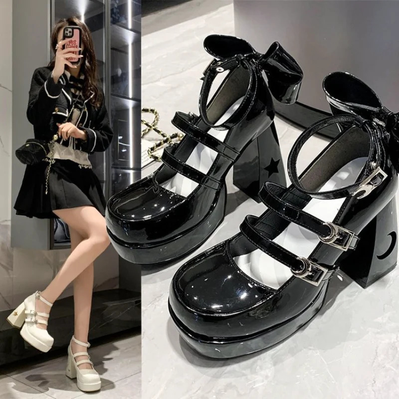 French High Heels Women Shoes Thick Heels Spring Bridesmaid Shoes Square Toe Thick Sole Shoes Platform Sandals 241225