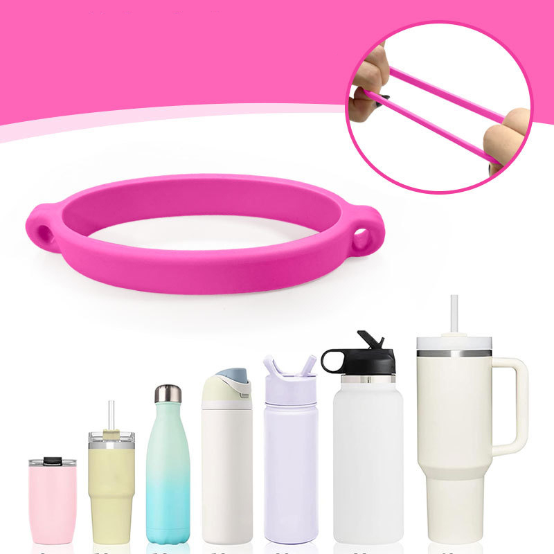 Silicone Water Cup Hanging Rope Loop Water Bottle Sling Water Cup Handle Silicone Ring Strap Outdoor Sports Portable Insulated Cup Holder YLE515