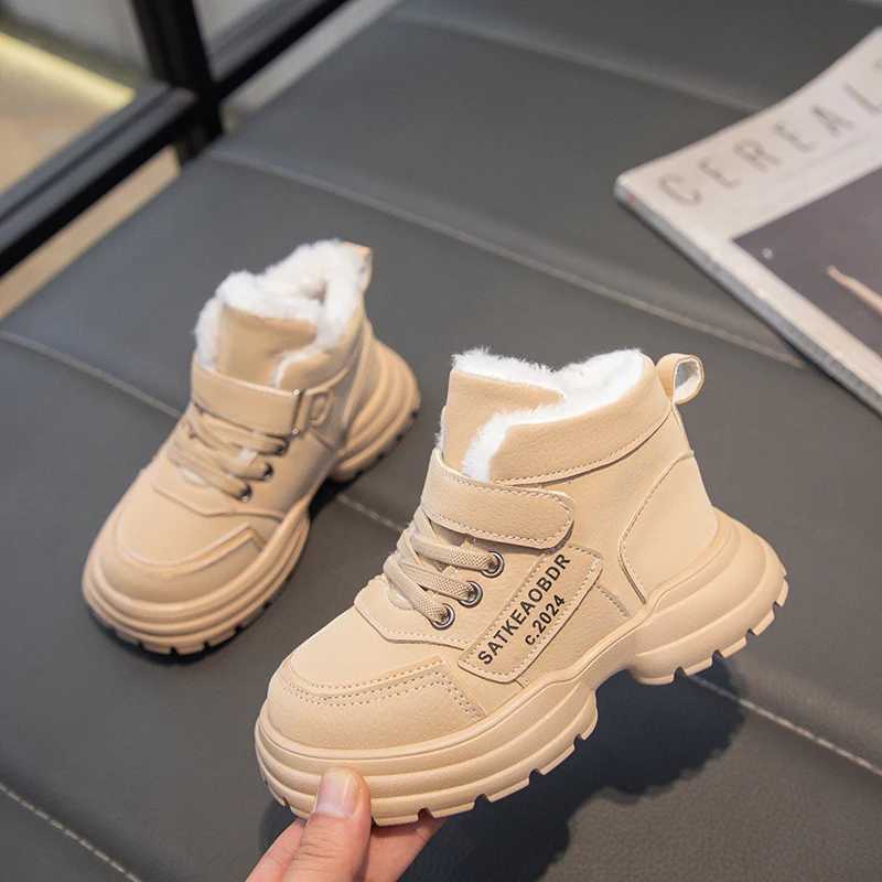 Athletic Outdoor Winter Children Boots Plush Girls Shoes Fashion Korea Style Kids Casual Sneaker Warm Fur Girls Ankle Boots 4 To 12 Years H241223