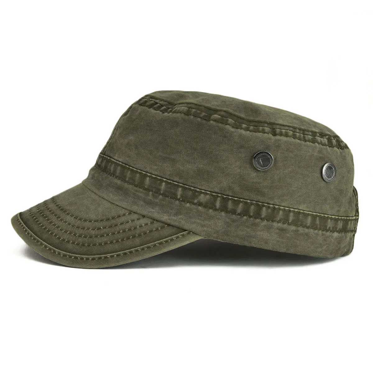 VOBOOM Cotton Washed Military Cadet Hat uniquely designed for men adjustable retro flat top hat with air vents W241225
