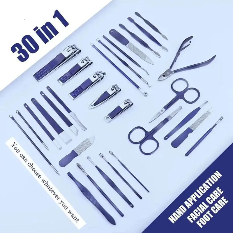 Manicure Cutters 30 PCs Nail Clipper Set Household Stainless Steel Manicure Kit Nail Clippers Pedicure Nail Scissors Tool 241225