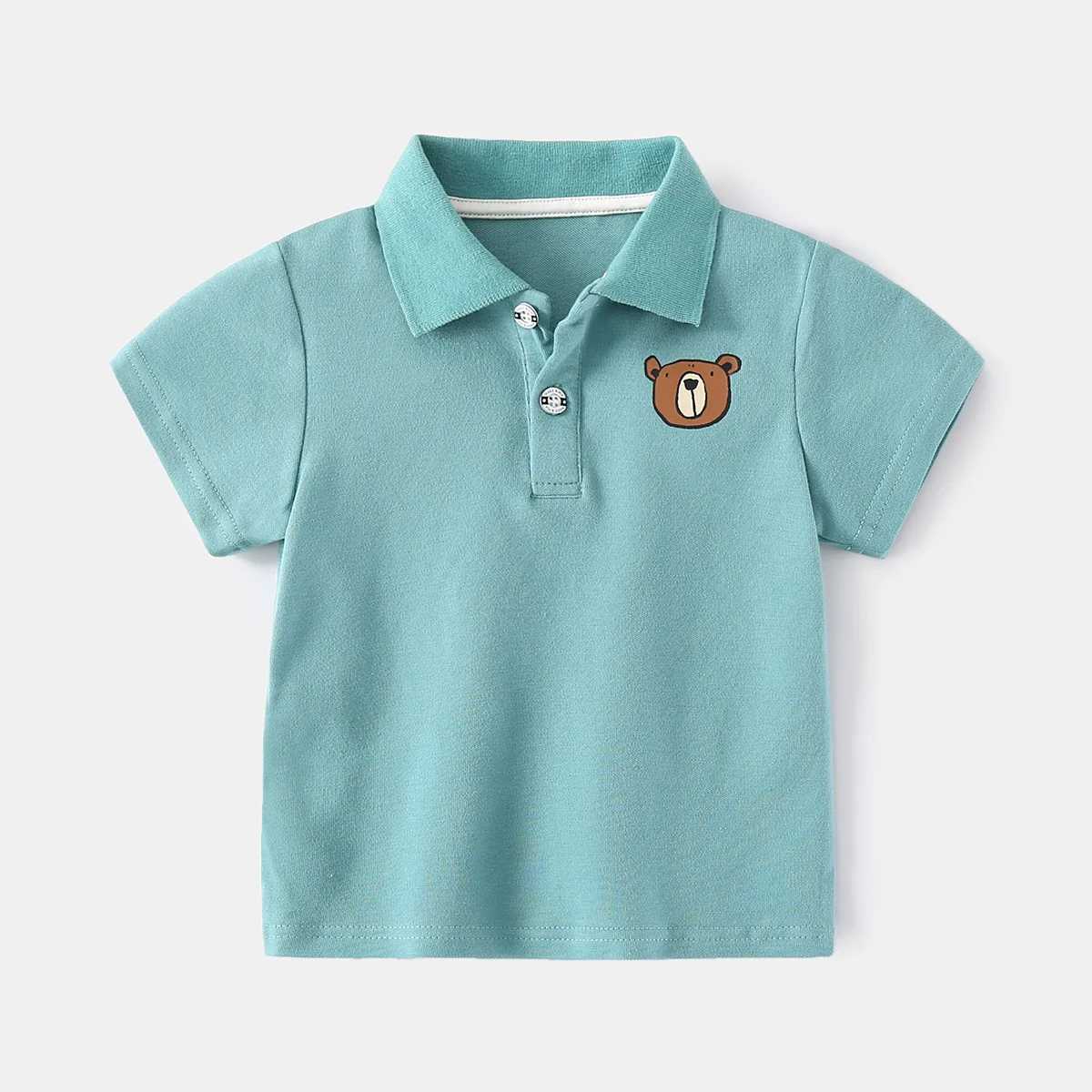 Summer Boys Short Sleeve Casual Breathable Cotton Printed T-shirt Kids Contrast Color Polo Shirt Top 3-8 Years 4 ColorsXJ241225