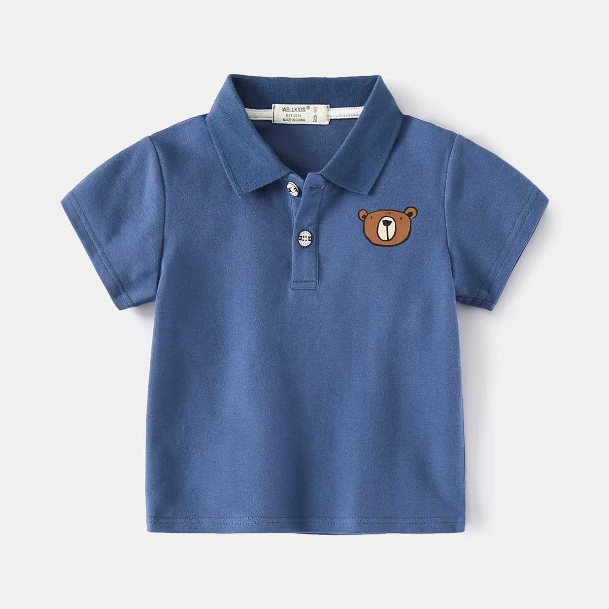 Summer Boys Short Sleeve Casual Breathable Cotton Printed T-shirt Kids Contrast Color Polo Shirt Top 3-8 Years 4 ColorsXJ241225