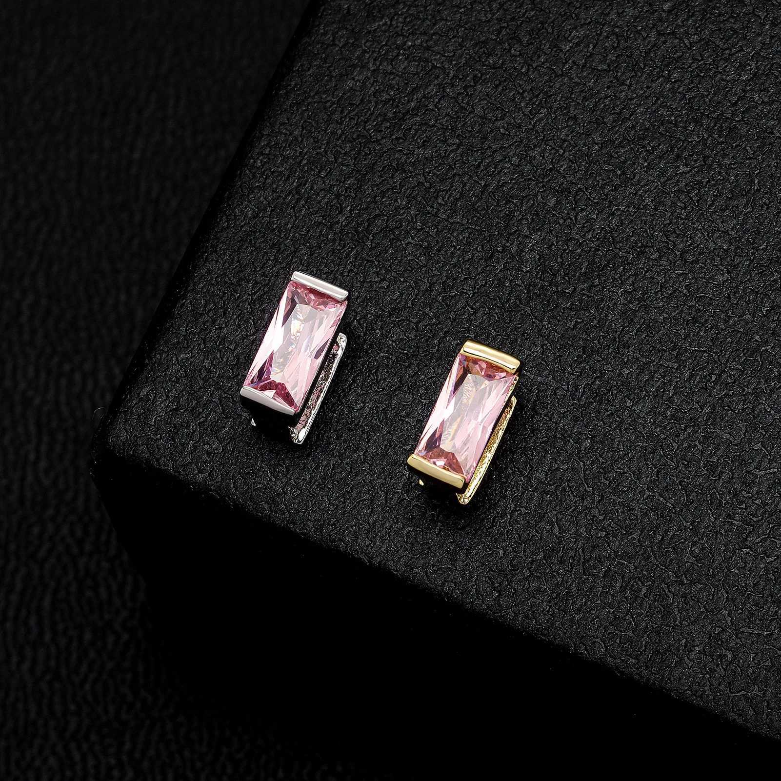 RACHELZ Hip Hop Single Pink Green Zircon Vertical Row Teeth Grill 14K Gold Plated Crystal Tooth Cs For Women Men JewelryXJ241225