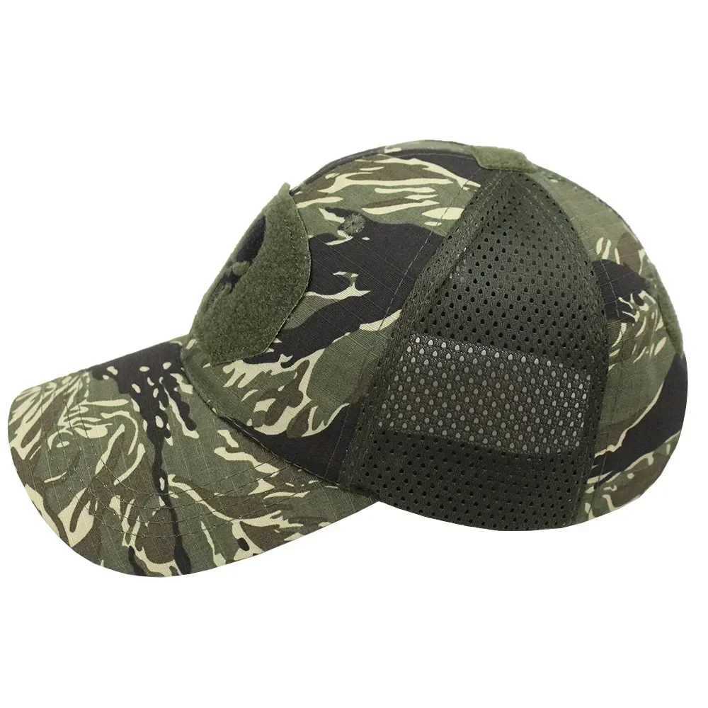 Mens camouflage sealed skull tactical baseball cap womens summer air gun military outdoor mesh snap cap sun shading cap truck cap W241225