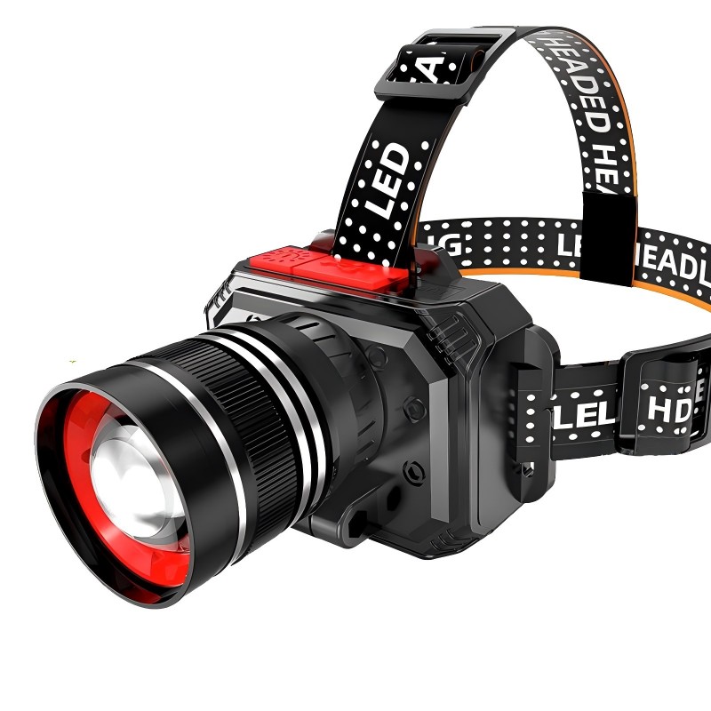 LED rechargeable headlamp, USB rechargeable zoom headlamp, 90° adjustable, for outdoor camping, running, cycling and rock climbing