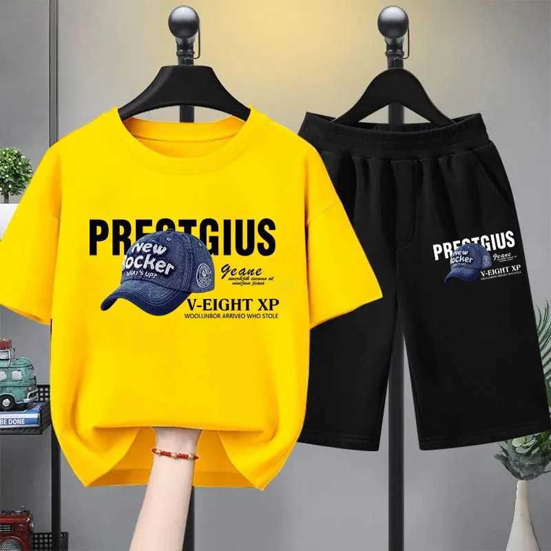 Clothing Sets Summer Baby Girls Clothes Set Children Boy Hip Hop T-shirts and Shorts 2pcs Suit Kid Letter Printed Top Bottom Outfits TracksuitY241225P