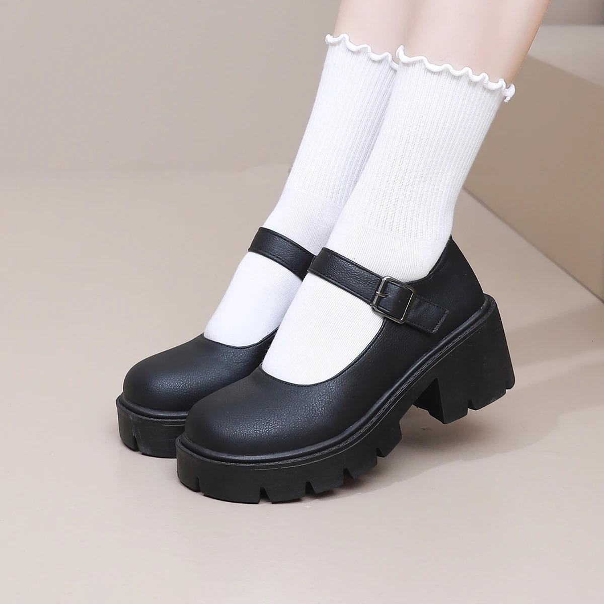 Lolita Shoes Women Japanese Mary Jane Shoes Women Vintage Girls Students JK Uniform High Heel Platform Shoes Cosplay Plus Size 241225