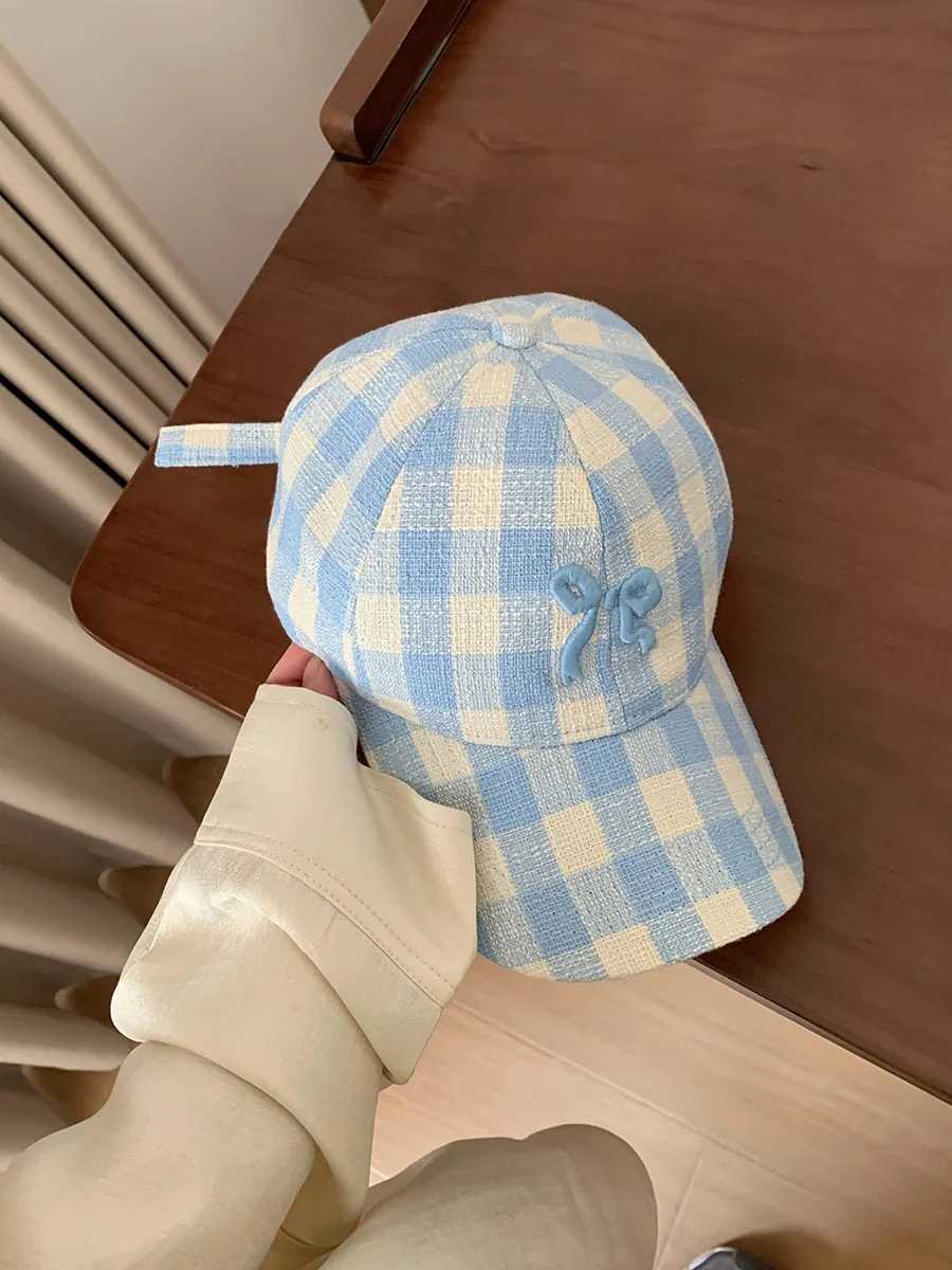 Korean bow flower embroidered baseball cap womens cute plum outdoor sun hat adjustable sports leather hat W241225