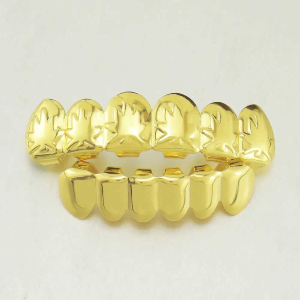 1set Hip Hop Teeth Grillz Gold Plated Dental Grills Rock Tooth Grillz Cs Crystal Teeth Cs Halloween Vampire Tooth Men GiftXJ241225