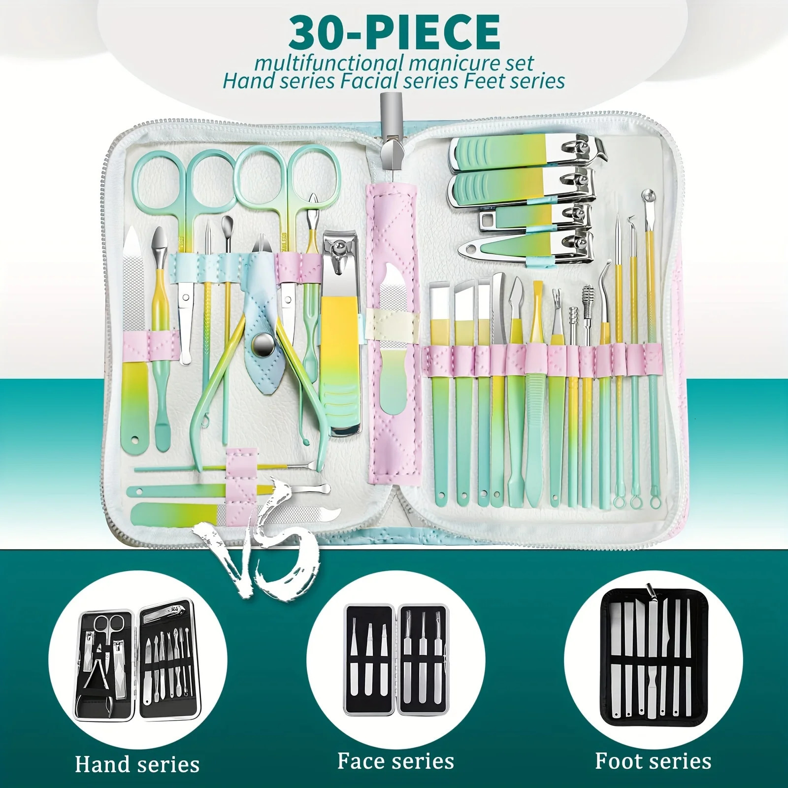 30 PCs Manicure Cutters Household Stainless Steel Manicure Kit Nail Clippers Pedicure Nail Scissors Tool 241225