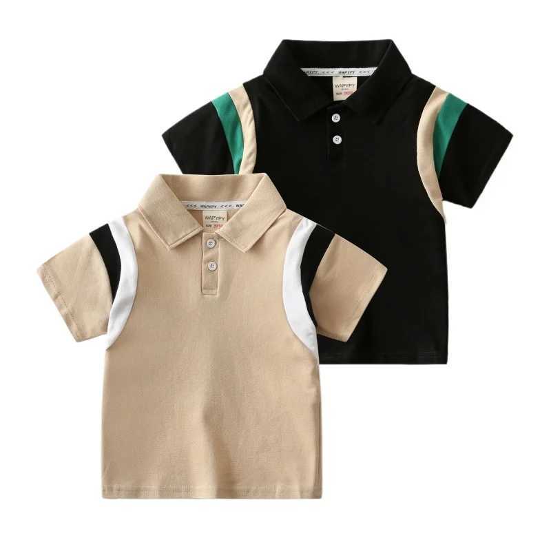Summer Kids Fashion Breathable Cotton Polo Shirt Tops Boys Casual Short Sleeve T-Shirt with Contrast Color Ages 2-7 OptionalXJ241225