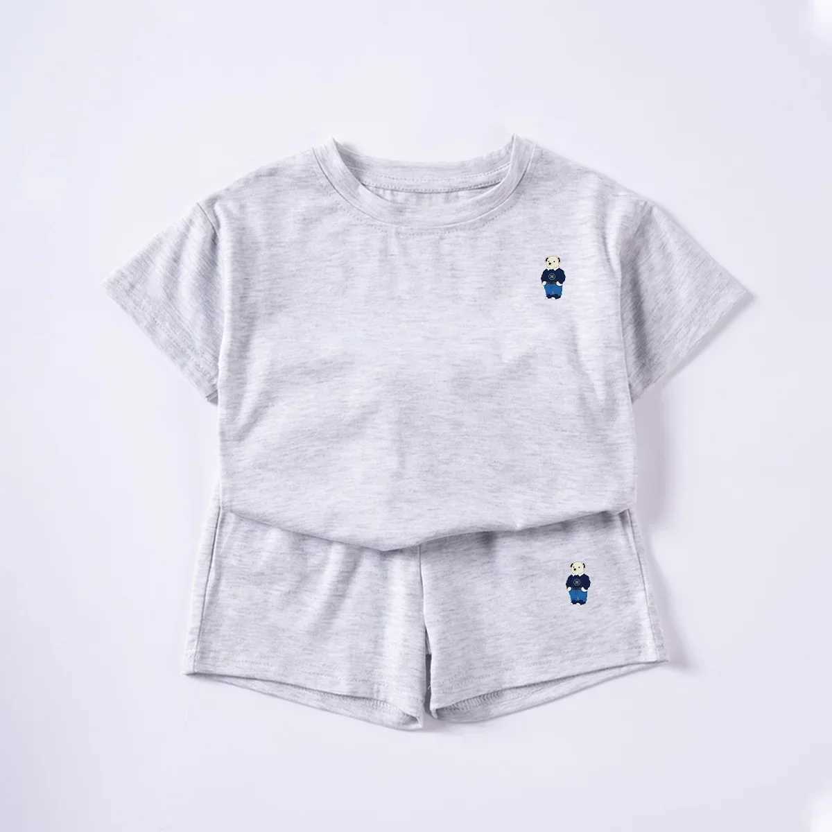 Clothing Sets Cute Bear Printed Short Sleeve Shorts Set Summer Cotton Comfortable T-Shirt Shorts Two Piece Set 0-6Y Boys Girls Best SellingY241225O7OC