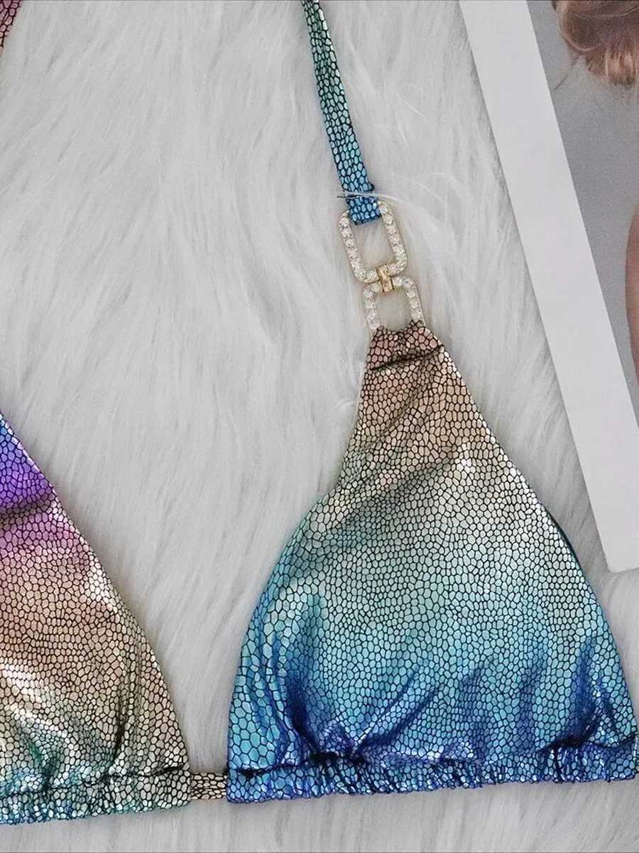 Gradient snake skin bikini 2025 diamond bikini womens swimsuit womens swimsuit two-piece bikini set mini swimsuitW241225