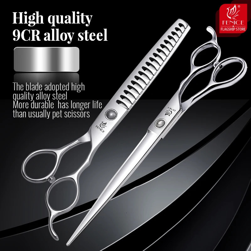 Fenice 6//6.5/7/7.5 Inch Professional Pet Dogs Grooming Scissors Set Straight Curved Thinner Chunker Shear Scissors 241225