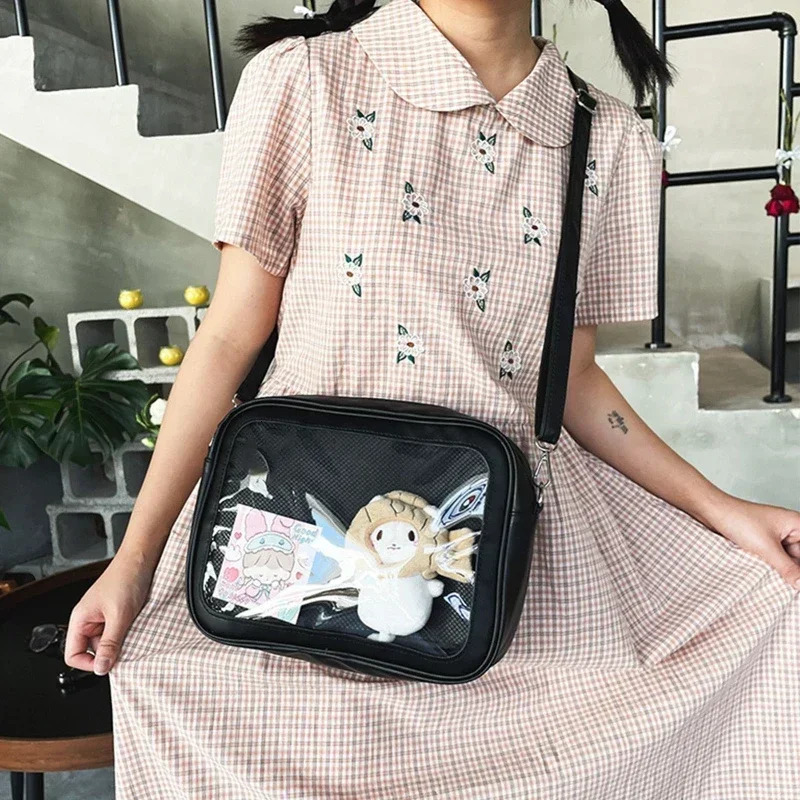 Pu Ita Bag Crossbody Women Sweet Lolita Bags Cute Transparent Pocket Japanese Style Shoulder Bag Purses and Handbags 250103