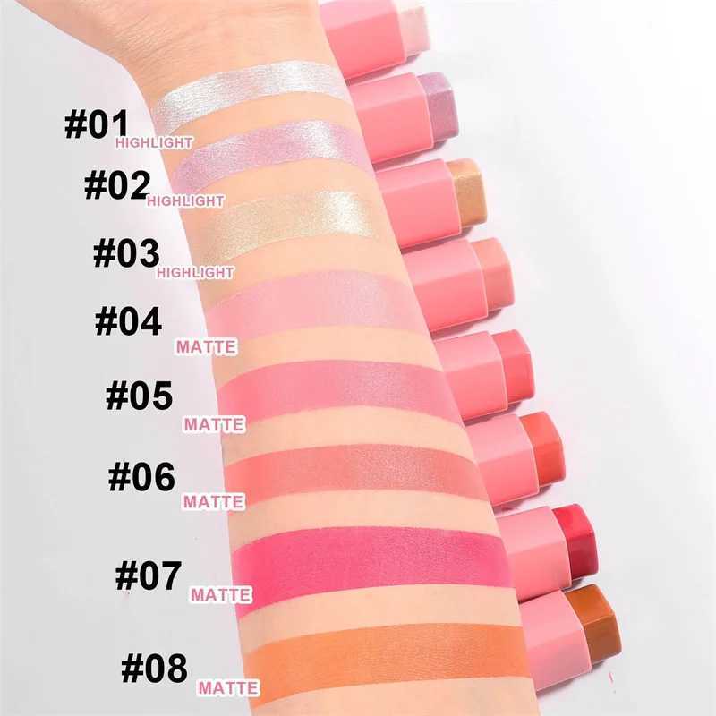 Love Shape B Highlighter Stick Face Brighten Glitter Matte Peach Red Cheek Tint Makeup Cheekbone Contouring Dye Creamy BXJ241225