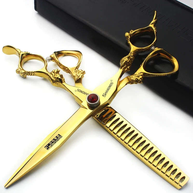 German 440 Professional Hairdressing Scissors for Hairdressing Professionals 7-inch Flat Cutting Teeth Cutting Set. 241225