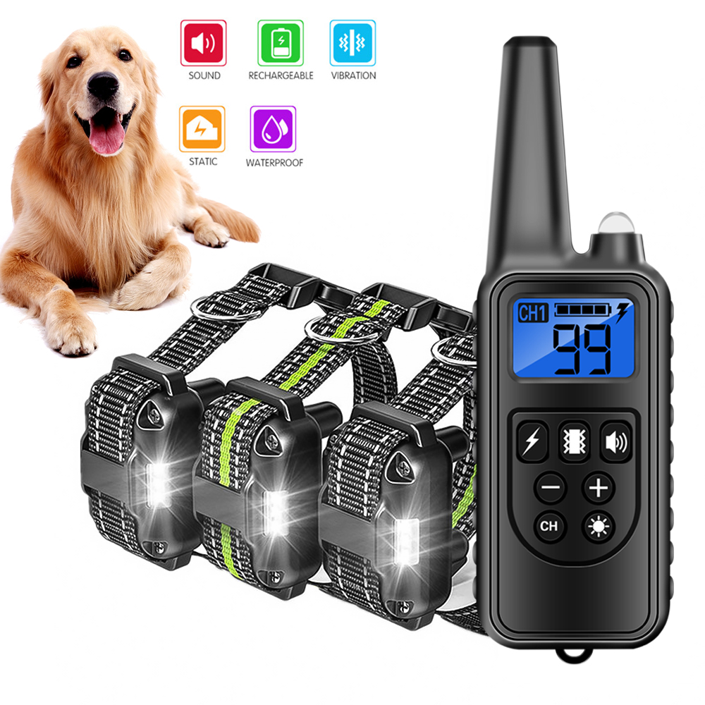 800m Anti Bark Dog Training Collar Remote Control Waterproof Rechargeable Dog Bark Stop Collar Electric Shocker Viration Beep