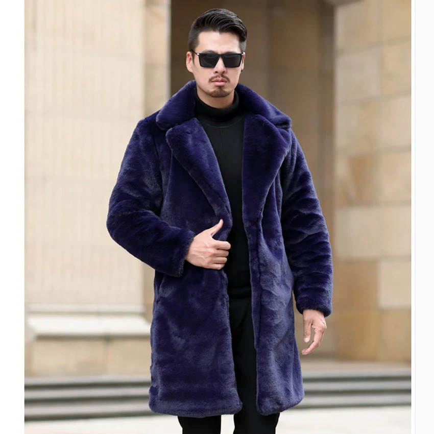 winter thermal fashion fur coat mens long mink large size jacket 241225