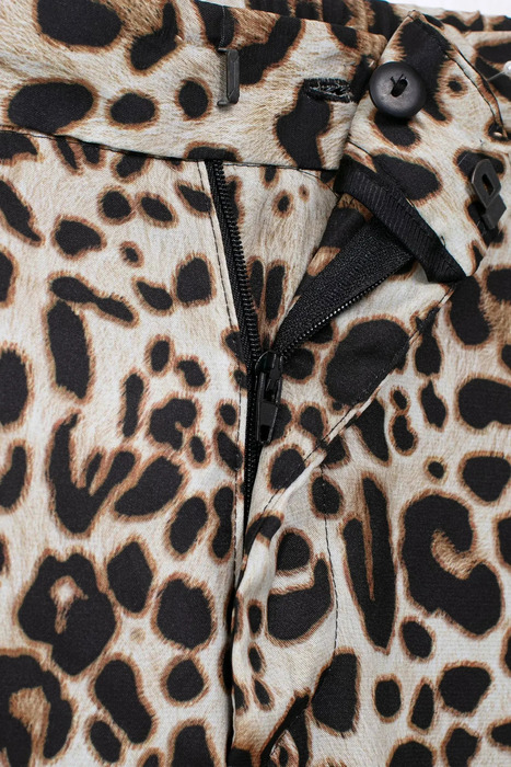 TRAFZA Leopard Print Pant For Women Vintage High Waist Loose Casual Zipper Fly Trousers Woman Fashion Straight Pants TRAF 241220