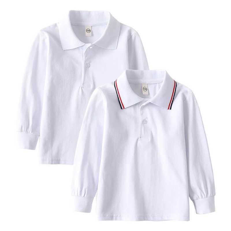 New Spring Children Long Sleeve Tshirts Cotton Primary School Uniform White Turn-down Collar Graduation Costume for Kids GirlsXJ241225