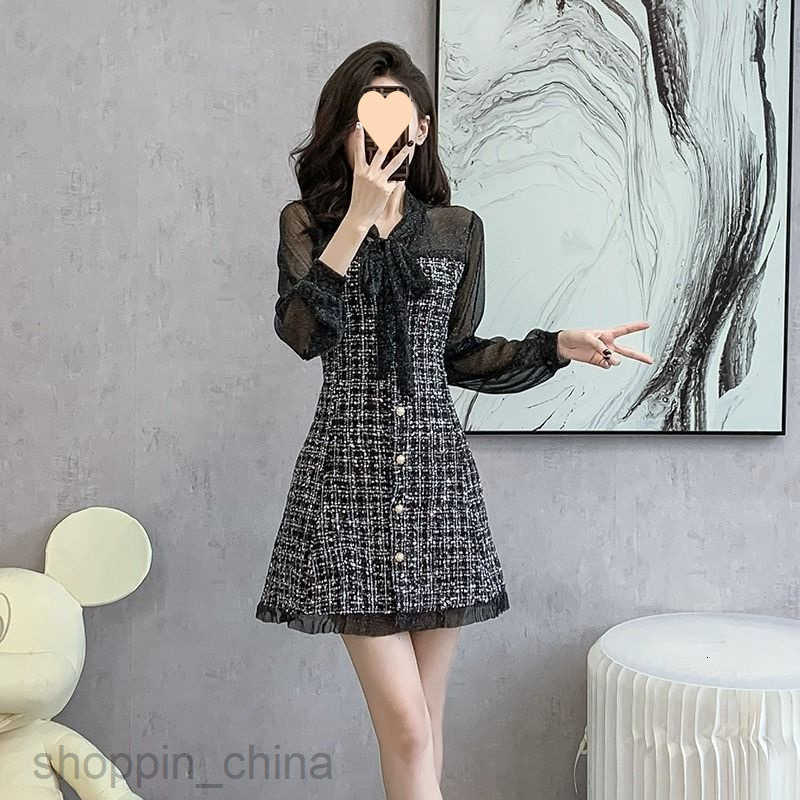 women dresses fashion style coarse floral woolen dress for autumn and winter new small and stylish, slim figure skirt
