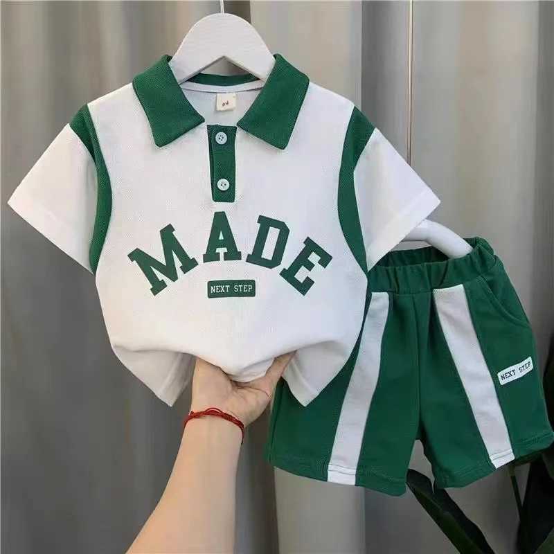 Clothing Sets Summer Baby Girls Clothes Set Children Lapel T-shirts and Shorts 2 Pieces Suits Kid Printed Letter Top Bottom Outfits TracksuitsY241225Z
