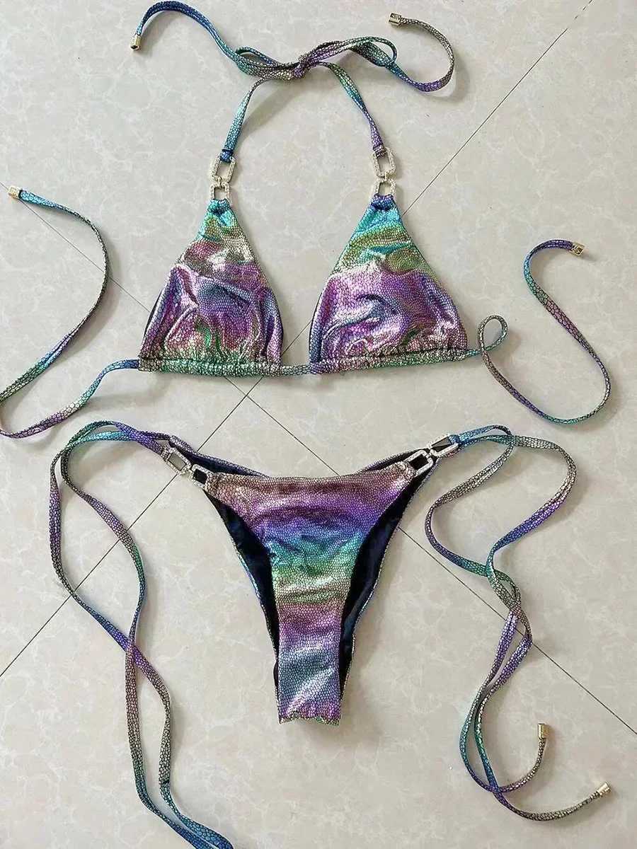 Gradient snake skin bikini 2025 diamond bikini womens swimsuit womens swimsuit two-piece bikini set mini swimsuitW241225