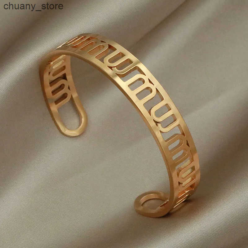 Chain Stainless Steel Metal Letter M Bangles s for Women Fashion Brand Jewelry Black Bangles Accessories L240910