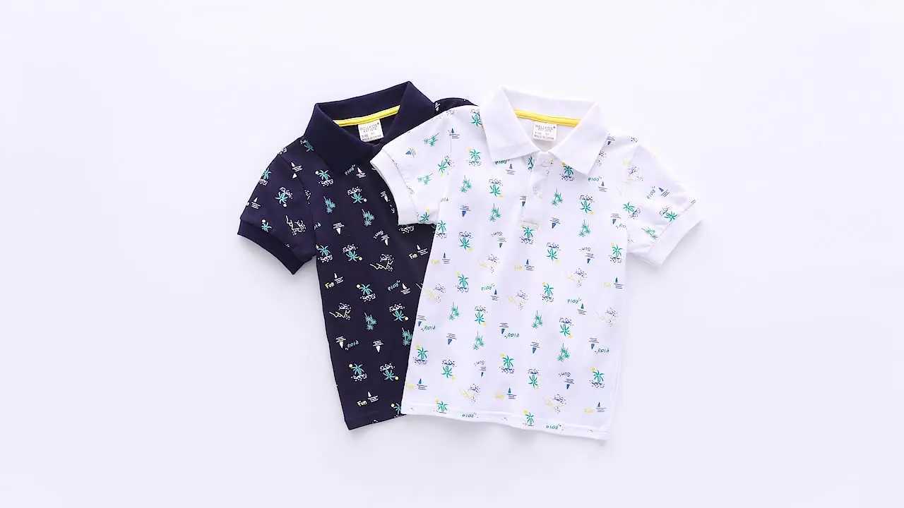 Boys Polo Shirts Turn-down Collar Summer Tree Short-Sleeved Children Top Wears Kids Casual ClothesXJ241225